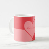 Personalisiertes Rosa und Rotes Herz Kaffeetasse (Vorderseite Links)