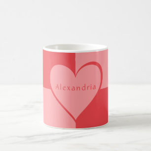 Personalisiertes Rosa und Rotes Herz Kaffeetasse