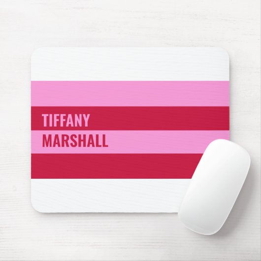 Personalisiertes rosa und rotes Streifen-Muster Mousepad (Mit Mouse)