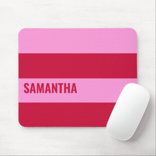 Personalisiertes rosa und rotes Streifen-Muster Mousepad