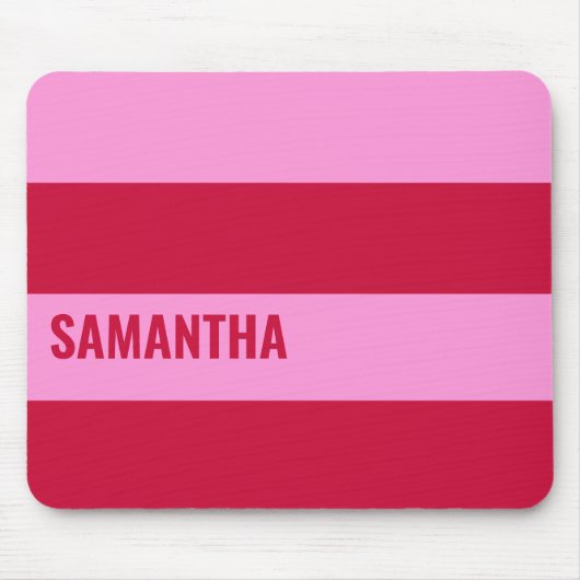 Personalisiertes rosa und rotes Streifen-Muster Mousepad (Vorne)