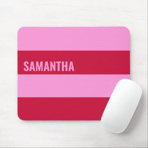 Personalisiertes rosa und rotes Streifen-Muster Mousepad