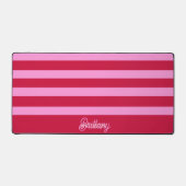Personalisiertes rosa und rotes Streifen-Muster Schreibtischunterlage (Vorderseite)
