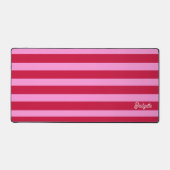 Personalisiertes rosa und rotes Streifen-Muster Schreibtischunterlage (Vorderseite)