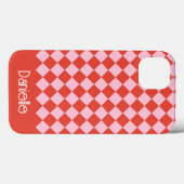 Personalisiertes Rosa und Rotes Weihnachtsschachbr Case-Mate iPhone Hülle (Rückseite (Horizontal))
