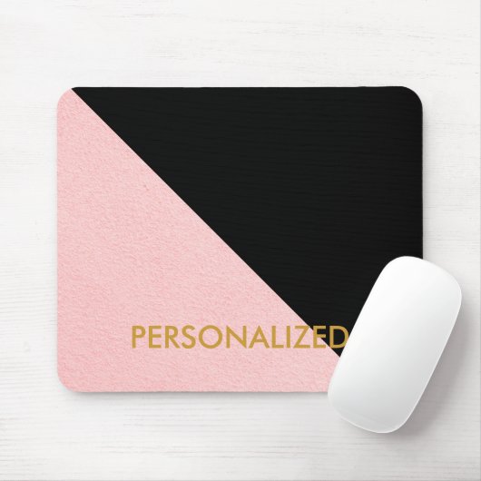 Personalisiertes rosa und schwarz Abstraktes Muste Mousepad (Mit Mouse)