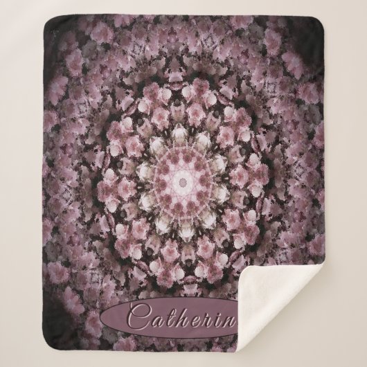 Personalisiertes Rosa- und Schwarz-Blütenglas Mand Sherpadecke (Vorderseite)