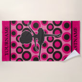 Personalisiertes Rosa und schwarzes Ballet Kinder Strandtuch (Vorderseite)