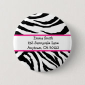 Personalisiertes rosa und schwarzes Zebra-Button Button (Vorderseite)