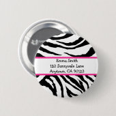 Personalisiertes rosa und schwarzes Zebra-Button Button (Vorne & Hinten)