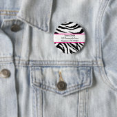 Personalisiertes rosa und schwarzes Zebra-Button Button (Beispiel)