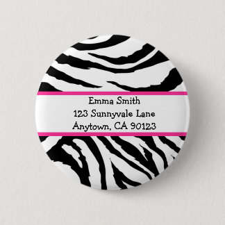 Personalisiertes rosa und schwarzes Zebra-Button Button