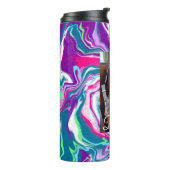 Personalisiertes rosa und türkisfarbenes Foto Thermosbecher (Nach links gedreht)