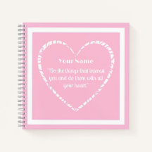 Personalisiertes Rosa und White Heart Journal-Note