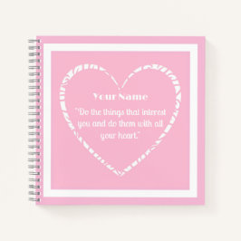 Personalisiertes Rosa und White Heart Journal-Note Notizblock