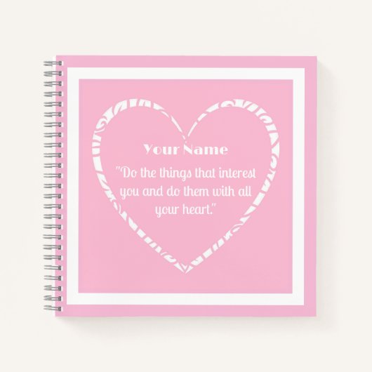 Personalisiertes Rosa und White Heart Journal-Note Notizblock (Vorderseite)