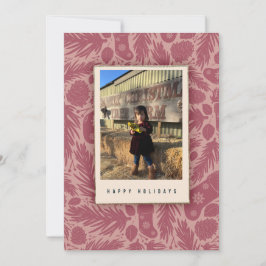 Personalisiertes, rosa Vintages Blumenmuster Feiertagskarte