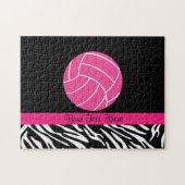 Personalisiertes rosa Volleyball-Puzzlespiel Puzzle (Horizontal)