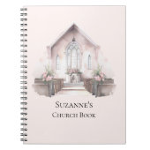 Personalisiertes rosa Wasserfarben-Kirchenbuch Notizblock (Vorderseite)