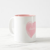 Personalisiertes rosa Watercolor-Herz Zweifarbige Tasse (Vorderseite Links)