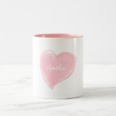 Personalisiertes rosa Watercolor-Herz Zweifarbige Tasse (Mittel)