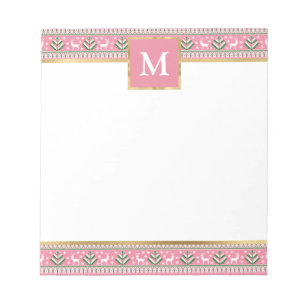 Personalisiertes rosa Weihnachten Fair Isle Notizblock