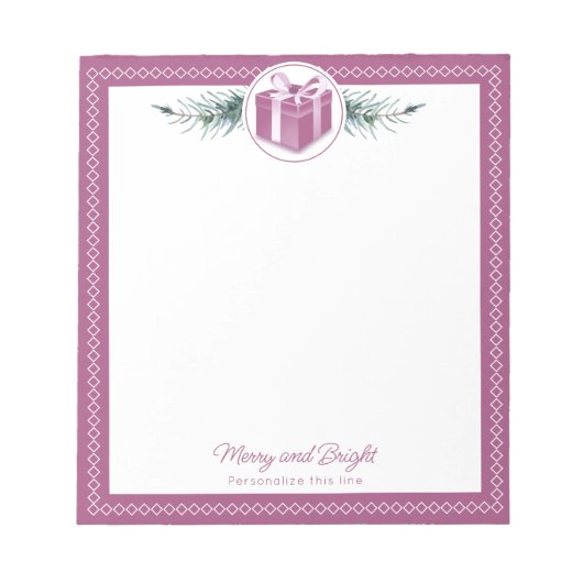 Personalisiertes rosa Weihnachtsgeschenk Notizblock (Vorderseite)