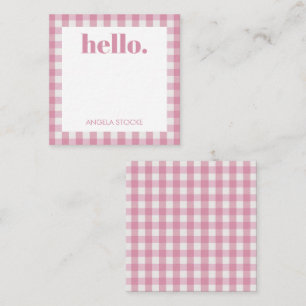 Personalisiertes Rosa Weiß Gingham Mitteilungskarte