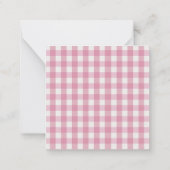 Personalisiertes Rosa Weiß Gingham Mitteilungskarte (Rückseite)