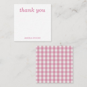 Personalisiertes Rosa Weiß Gingham Mitteilungskarte