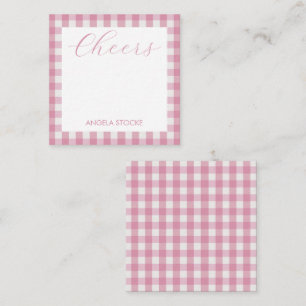 Personalisiertes Rosa Weiß Gingham Mitteilungskarte