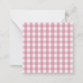 Personalisiertes Rosa Weiß Gingham Mitteilungskarte (Rückseite)