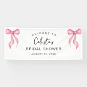 Personalisiertes, rosa weißes Bow-Brautparty Banner (Horizontal)