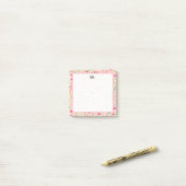 Personalisiertes rosa Wildblumen-Monogramm Post-it Klebezettel (Auf Schreibtisch)