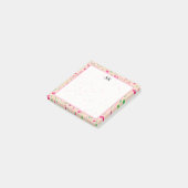 Personalisiertes rosa Wildblumen-Monogramm Post-it Klebezettel (angewinkelt)
