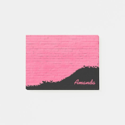 Personalisiertes rosa Ziegelmuster Post-it Klebezettel (Vorderseite)