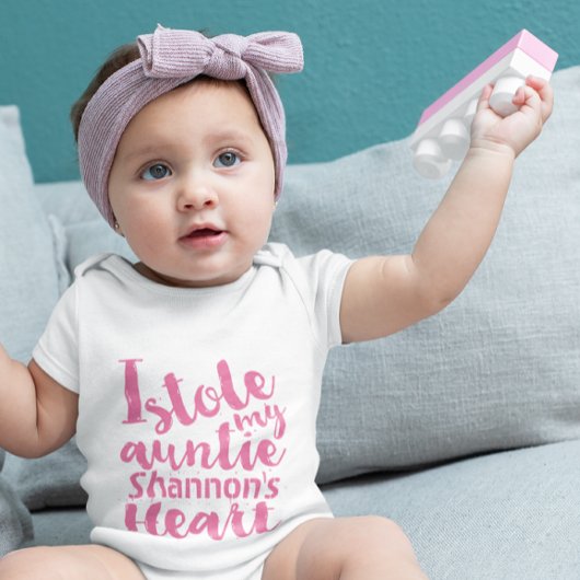 Personalisiertes rosa Zitat hat mir das Herz gesto Baby Strampler