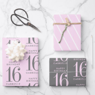 Personalisiertes rosafarbenes Alter Geschenkpapier Set