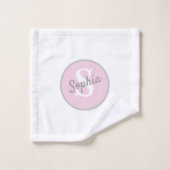 Personalisiertes rosafarbenes Monogramm-Badehandtu Badhandtuch Set (Waschlappen)