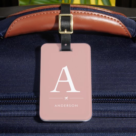 Personalisiertes rosafarbenes Monogramm-Gepäckanhä Gepäckanhänger (Vorderseite Insitu 2)