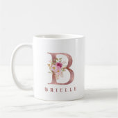 Personalisiertes Roségold-Blumen-Initial B Monogra Kaffeetasse (Links)