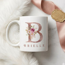 Personalisiertes Roségold-Blumen-Initial B Monogra