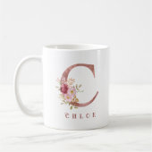 Personalisiertes Roségold-Blumen-Initial C Monogra Kaffeetasse (Links)