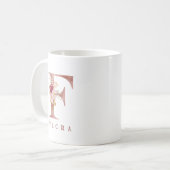 Personalisiertes Roségold-Blumen-Initial F Monogra Kaffeetasse (Vorderseite Links)