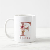 Personalisiertes Roségold-Blumen-Initial F Monogra Kaffeetasse (Links)