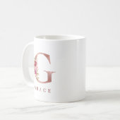 Personalisiertes Roségold-Blumen-Initial G Monogra Kaffeetasse (Vorderseite Links)