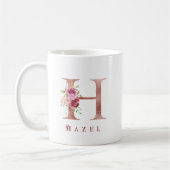 Personalisiertes Roségold-Blumen-Initial H Monogra Kaffeetasse (Links)