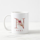 Personalisiertes Roségold-Blumen-Initial N Monogra Kaffeetasse (Links)