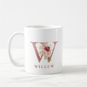 Personalisiertes Roségold-Blumen-Initial W Monogra Kaffeetasse (Links)
