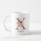 Personalisiertes Roségold-Blumen-Initial X Monogra Kaffeetasse (Links)